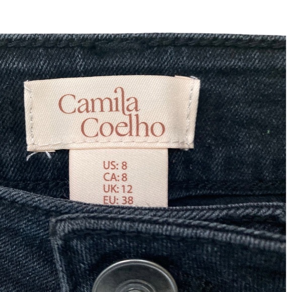 Camila Coelho Crystal Detailed Denim Jeans Black High Rise NWOT - Picture 4 of 7